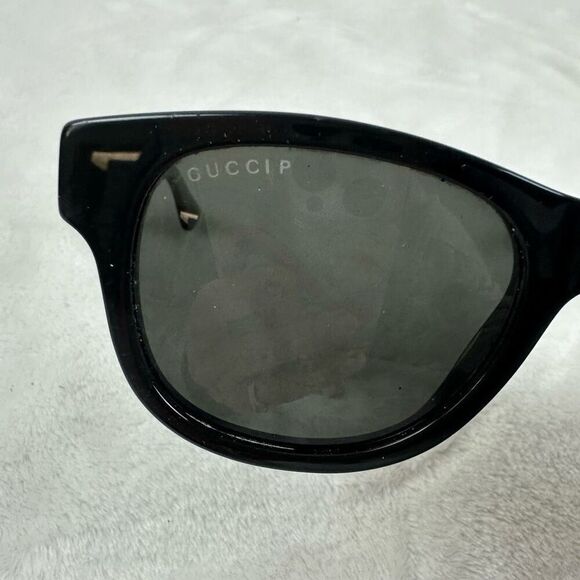 Gucci Unisex Polarized Sunglasses Black Square Frame Green Red Stripe Sides - Picture 9 of 14